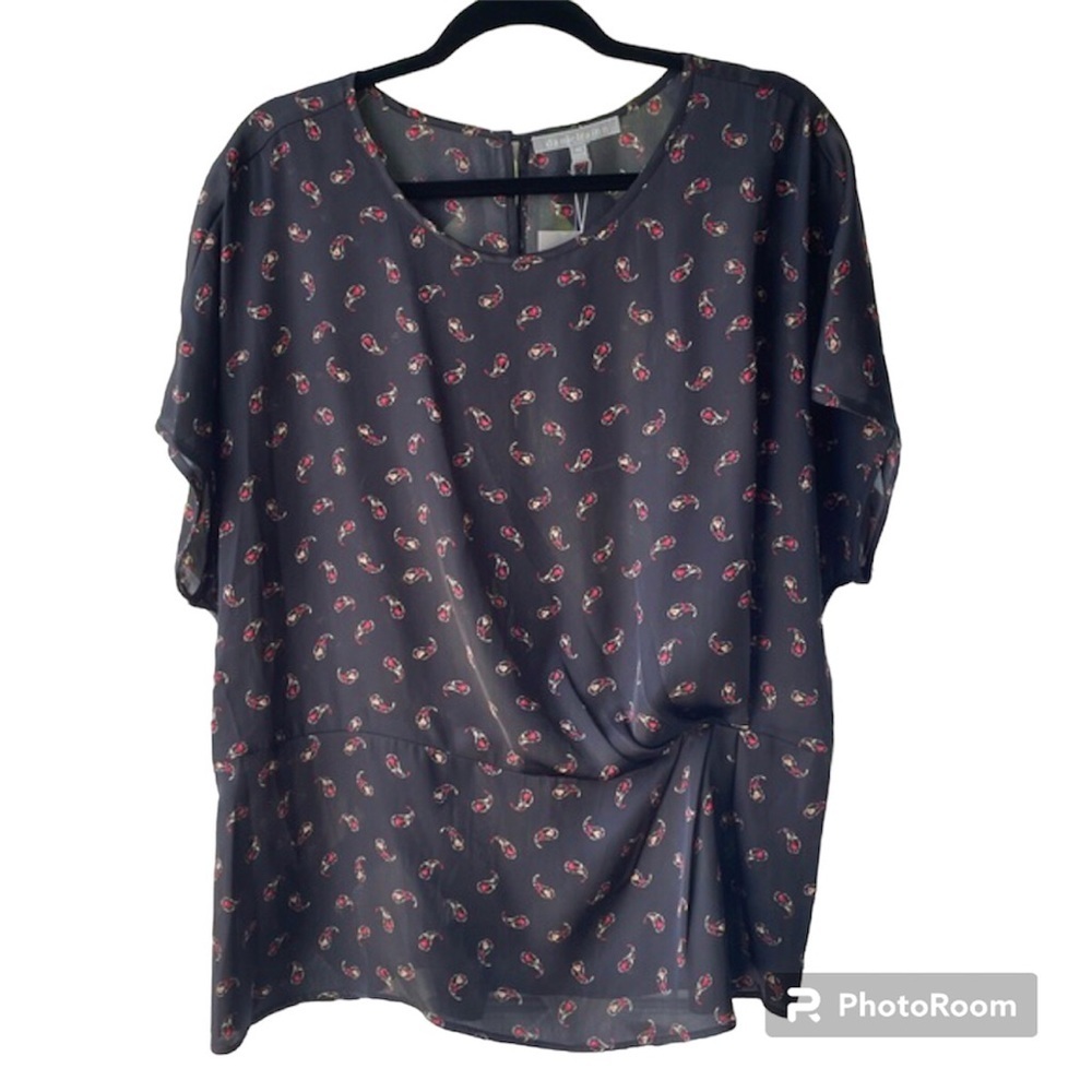 Daniel Rainn Paisley Print Flutter Sleeve Peplum Top